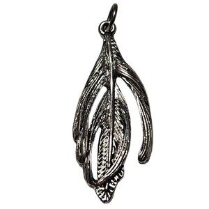 Vintage Silver Tone Leaf Pendant Charm Southwest Nature Fashion Jewelry Women